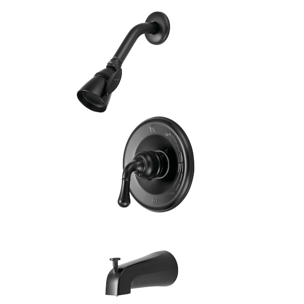 Tub and Shower Faucet, Matte Black, Wall Mount